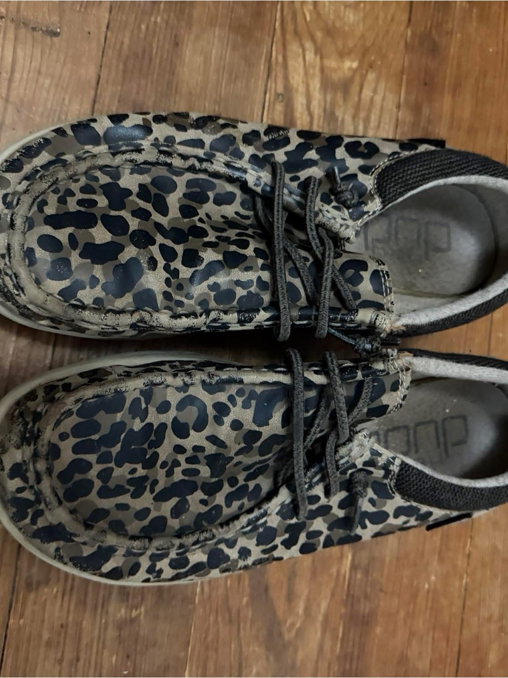 Hey Dude Leopard Print Casual Sneakers - Black/Tan